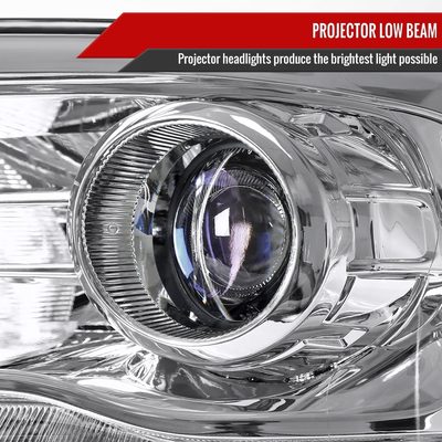 2013-2018 RAM 1500 2500 3500 LED Bar Projector Headlights Chrome/Clear Lens