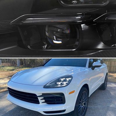 For Porsche Cayenne 2018-2023 Matrix LED Projector Headlights DRL Dynamic Black Clear Lens Glossy Accents