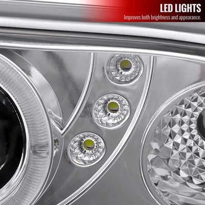 1998-2004 Chevy S10 Dual Halo Projector Headlights Chrome Housing/Clear Lens