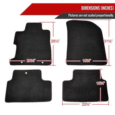 2006-2010 Honda Civic Coupe Black Carpet Floor Mats Red Stitching 4Pcs