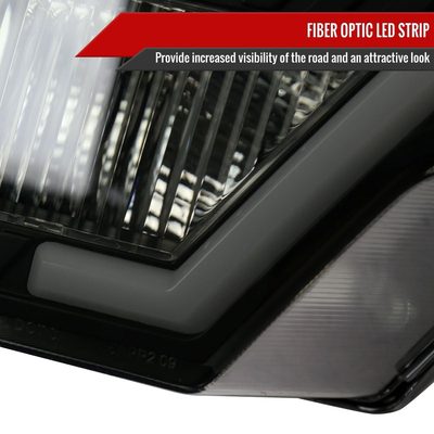 2009-2014 Ford F-150 LED Bar Factory Headlights Amber Reflectors Black/Smoke