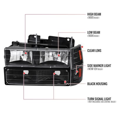 1994-1998 GMC C10 Sierra Yukon Factory Headlights Bumper&Corner Lamp