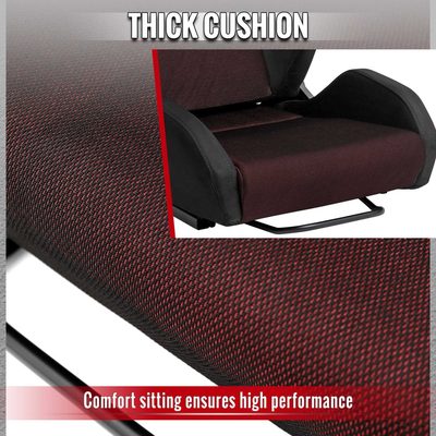 Universal Racing Seat Black Suede Red Bird Eye Mesh Cloth Double Black Stitch