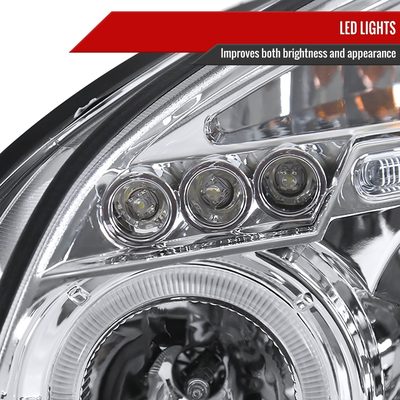 2005-2009 Hyundai Tucson Single Halo Projector Headlights Chrome/Clear Lens