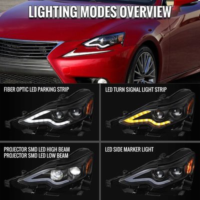 For Lexus IS250 IS350 2014-2016 Full LED Project healight Matte Black Housing Clear lens