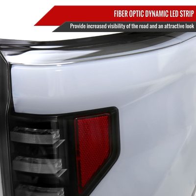 2018-2020 Ford F-150 Turn Signal Animated White LED Bar Tail Lights Matt Black