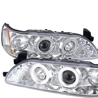 1993-1997 Toyota Corolla Dual Halo Projector Headlights Chrome/Clear Lens