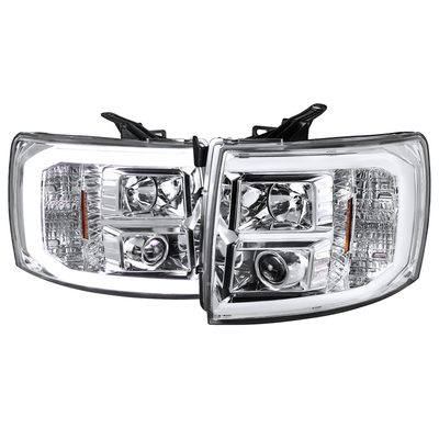 2007-2013 Chevy Silverado 1500/ 2500HD 3500HD LED C-Bar Headlights Chrome