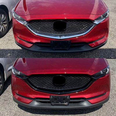 2017-2021 Mazda CX-5 Grille Overlay Gloss Black 2Pcs ABS Plastic