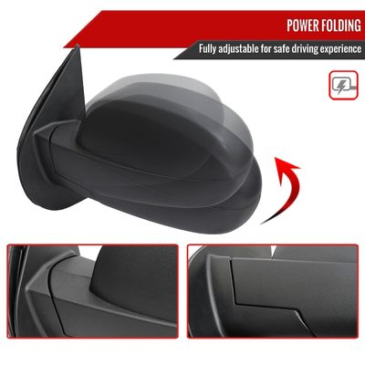 2007-2013 Chevy Silverado GMC Sierra Black Auto-Fold&Heated Side Mirror Driver