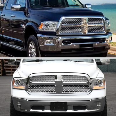 2013-2018 RAM 1500 2500 3500 LED Bar Projector Headlights Chrome/Clear Lens