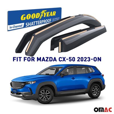 Goodyear Wind Deflectors for Mazda CX-50 2023-2025 Tape-On Premium Smoke 6 pcs
