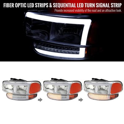 1999-2006 GMC Sierra Sierra Yukon/XL Headlights & Signal Bumper Lights Chrome