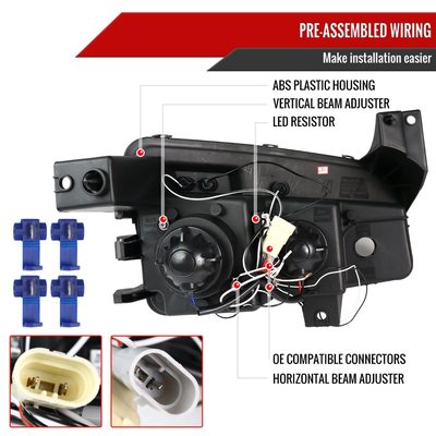 2005-2010 Dodge Charger Dual Halo Projector Headlights Matte Black/Clear Lens