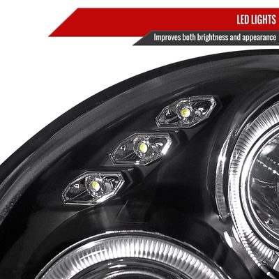 2002-2003 Subaru Impreza Dual Halo Bug Eye Projector Headlights Matt Black