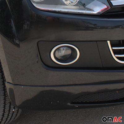 2010-2012 VW Amarok Fog Light Lamp Bezel Cover Stainless Steel Silver 2 Pcs