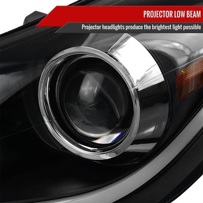2011-2013 Hyundai Elantra LED Bar Projector Headlights Matte Black/Clear Lens