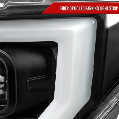 For Ford F-150 2018-2020 LED C Bar Projector Headlights Black Housing Clear Lens