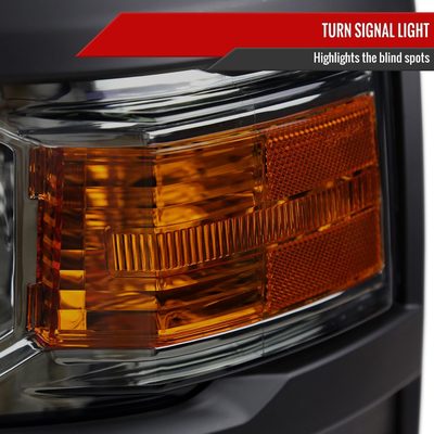 2014-2015 Chevy Silverado 1500 Factory Headlights Black Chrome/Light Smoke