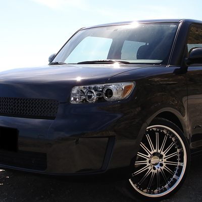 2008-2010 Scion xB Single Halo Projector Headlights Chrome/Clear Lens