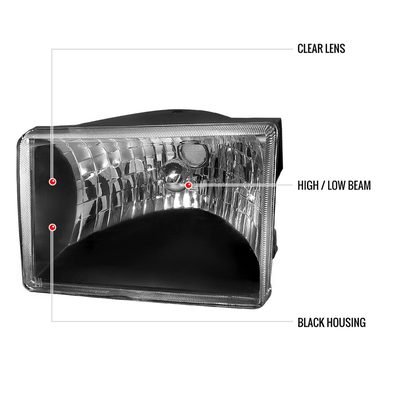 1993-1998 Jeep Grand Cherokee Factory Style Headlights Matte Black/Clear Lens