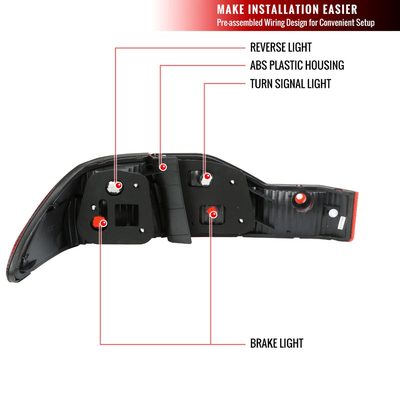 1998-2000 Honda Accord Sedan Red/Clear Tail Lights