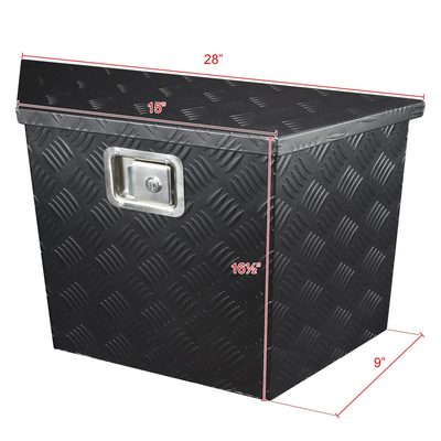 Universal 15~28" Black Heavy Duty Truck Trailer Tongue Tool Box w/ Lock & Keys