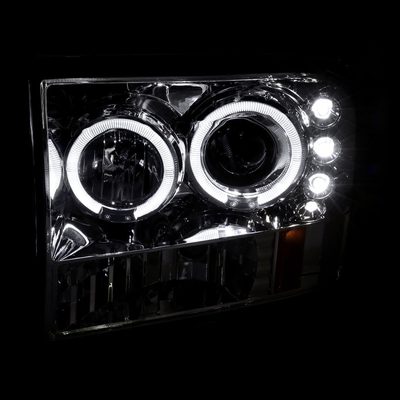 1999-2004 Ford Excursion F-250 F-350 F-450 F-550 Dual Halo Headlights Chrome