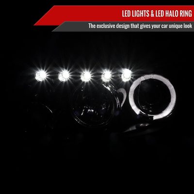 2008-2010 Scion xB Single Halo Projector Headlights Glossy Black/Smoke Lens