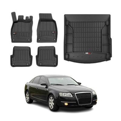 2008-2011 Audi A6 Sedan Quattro S6 RS6 Premium Floor Mats & Cargo Liner Full Set All Weather Heavy Duty