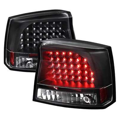 2005-2008 Dodge Charger LED Tail Lights Matte Black Housing/Clear Lens