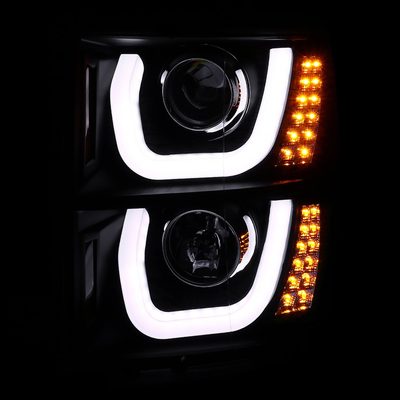 2014-2015 Chevy Silverado 1500 LED U-Bar Headlights LED Signal Lights Black