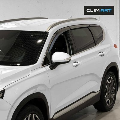Clim Art Wind Deflectors for Hyundai Santa Fe 2019-2023 Tape-On Dark Smoke 6Pcs