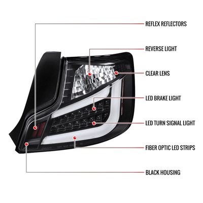 2011-2013 Scion tC V2 LED Tail Lights Matte Black Housing/Clear Lens