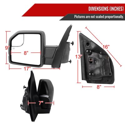 2015-2020 Ford F-150 Black Heated Side Mirror LED Turn Signal Driver Side