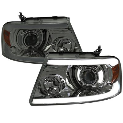 2004-2008 Ford F-150/06-2008 Lincoln Mark LT Projector Headlights LED Bar Smoke