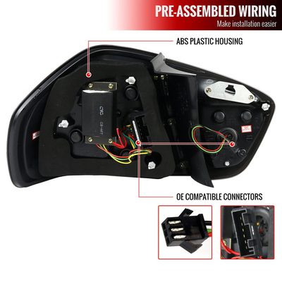 2006-2008 BMW E90 3 Series Sedan LED Tail Lights Chrome/Red Smoke Lens