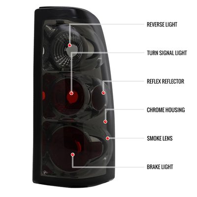 1999-2002 Chevy Silverado/ 1999-2006 GMC Sierra Tail Lights Chrome/Smoke Lens