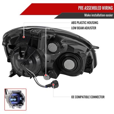 2002-2004 Nissan Altima Crystal Headlights w/ Amber Reflector Chrome/Clear