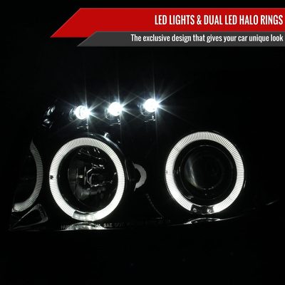 2003-2005 Toyota 4Runner Dual Halo Projector Headlights Jet Black/Clear Lens