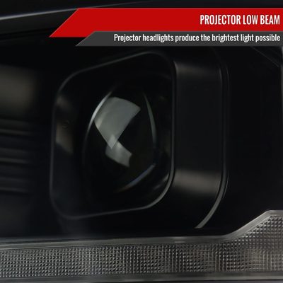 2014-2015 Chevy Silverado 1500 LED Bar Projector Headlights Smoke/Smoke Trim