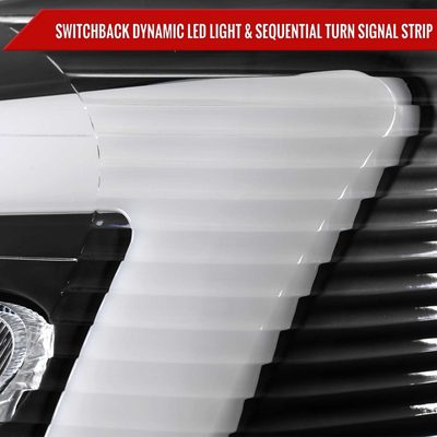 For Chevrolet Equinox 2005-2009 Headlights Switchback LED Bar Turn Signal Matte Black Housing Clear Lens