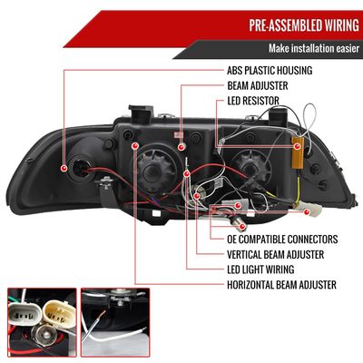 2001-2003 BMW E39 5 Series Dual Halo Headlights LED Signal Lights Black
