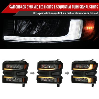 2019-2021 Chevy Silverado 1500 Full LED Projector Headlights LED Signal Smoke