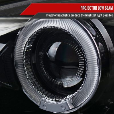 1998-2002 Chevy Camaro Dual Halo Projector Headlights Glossy Black/Smoke Lens