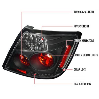 2004-2010 Scion tC Tail Lights Matte Black Housing/Clear Lens