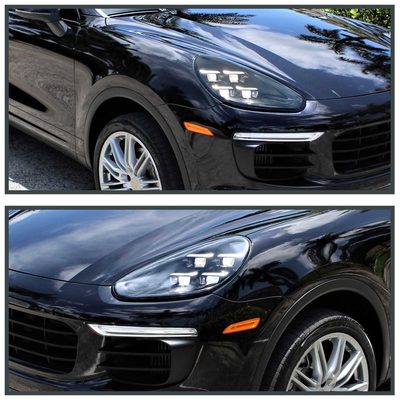 For Porsche Cayenne 958.2 2015-2017 Matrix LED Projector Headlights DRL Dynamic Black Clear Lens Glossy Trim