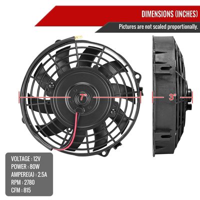 Universal 7 Inch 12V/80W Radiator Cooling Fan Kit