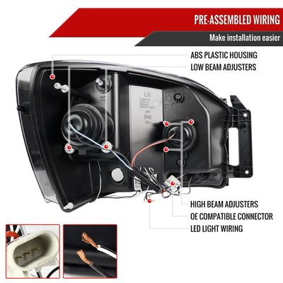 2006-2008 Dodge RAM 1500/ 06-2009 RAM 2500 3500 Dual Halo Headlights Black