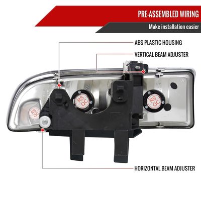 1998-2004 Chevy S10/Blazer Factory Style Headlights Chrome/Clear Lens